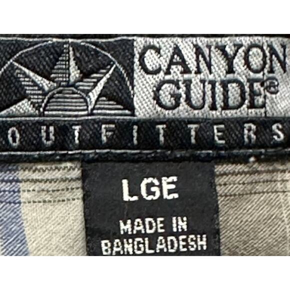 Canyon Guide Mens Button Up Shirt Men Large L Blue Green Plaid 100% Cotton FLAW - Picture 5 of 7